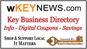 A jpeg header with wkeynews.com with a key business directory for info digital coupons and savings shop and support local slogan